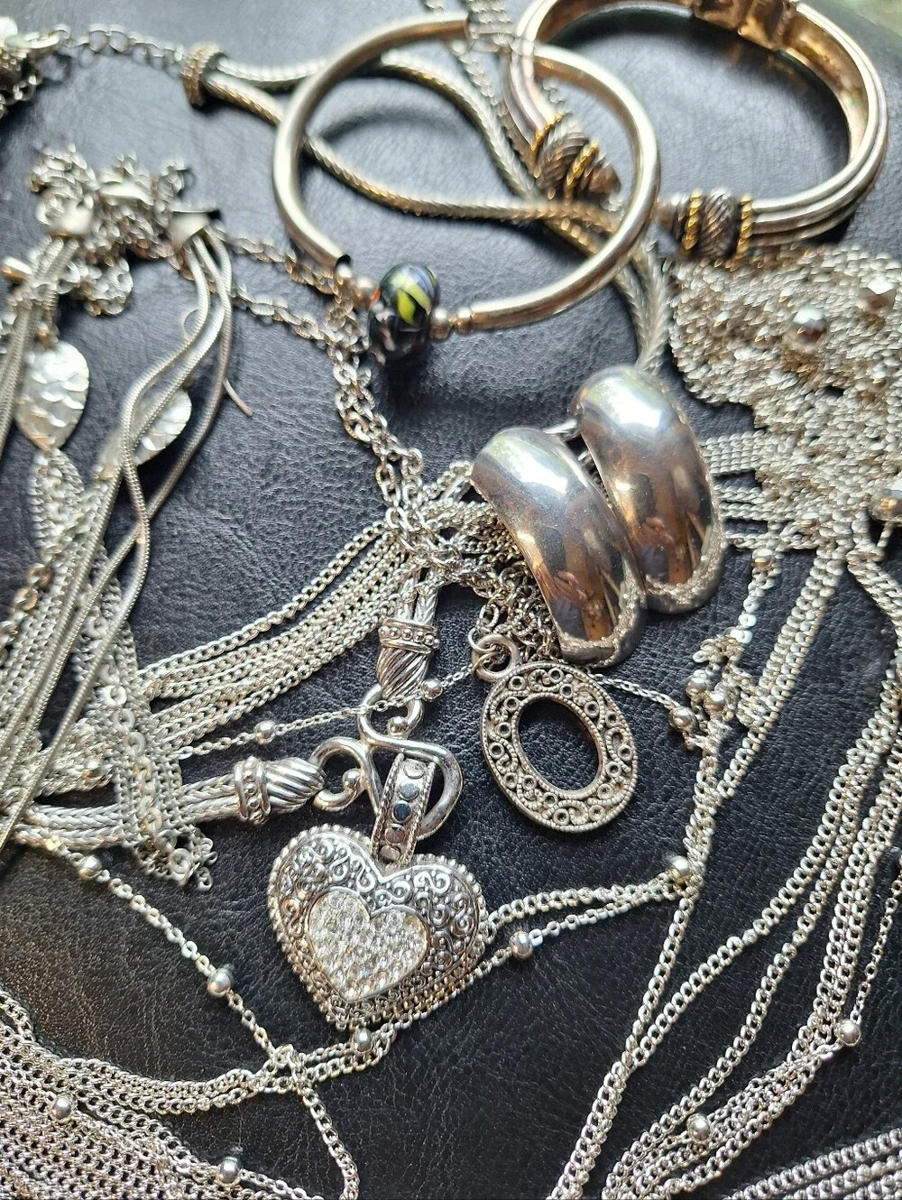 Huge Bundle of Silver Toned Statement Necklaces & Bracelets Earrings Lia Sophia